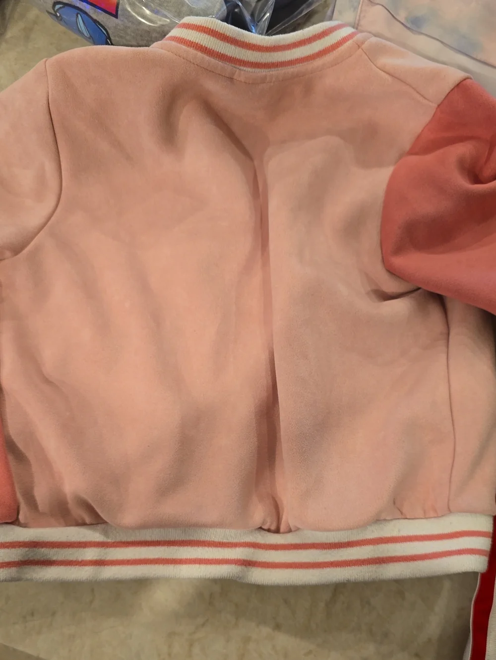 Kids Pink Varsity Teddy Patch Jacket